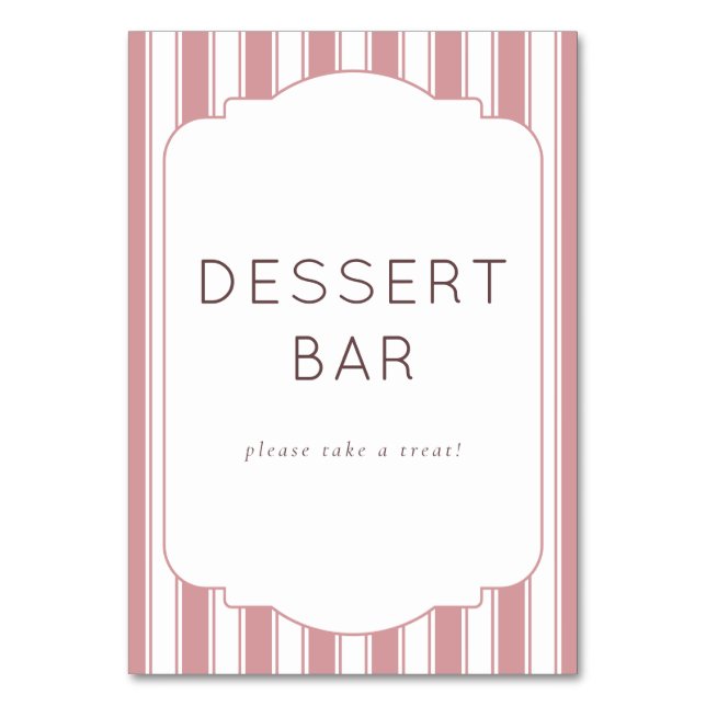 Warm Pink Vintage Dessert Bar Sign Table Number (Front)