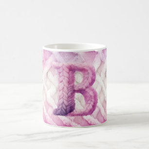 Warm Pink White Purple Letter B Coffee Mug