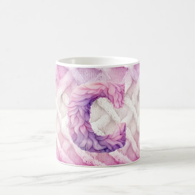 Warm Pink White Purple Letter C Coffee Mug (Center)