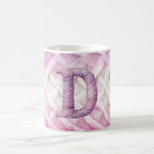 Warm Pink White Purple Letter D Coffee Mug