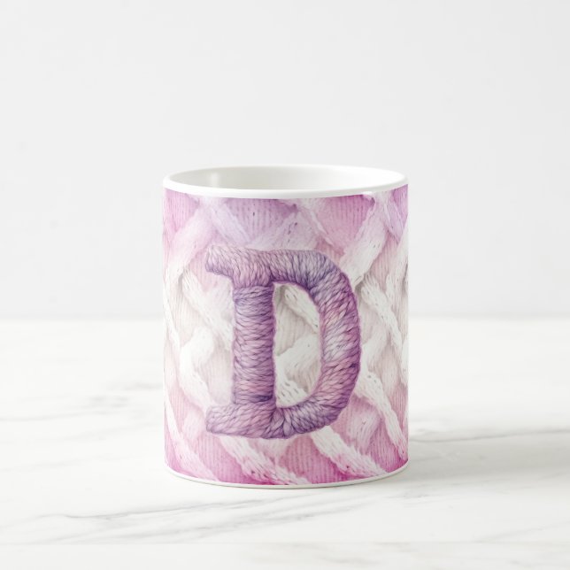 Warm Pink White Purple Letter D Coffee Mug (Center)