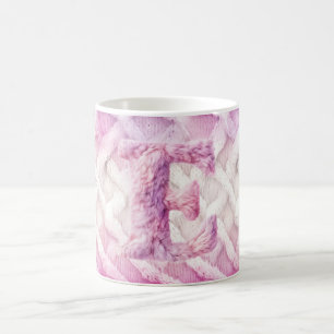 Warm Pink White Purple Letter E Coffee Mug