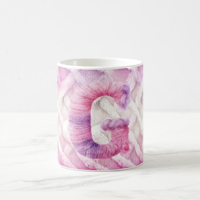 Warm Pink White Purple Letter G Coffee Mug (Center)