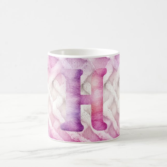 Warm Pink White Purple Letter H Coffee Mug (Center)