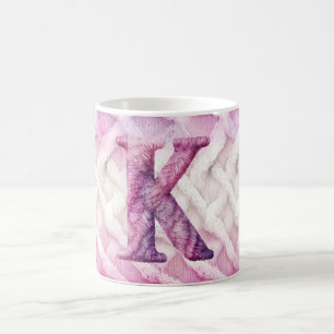 Warm Pink White Purple Letter K Coffee Mug