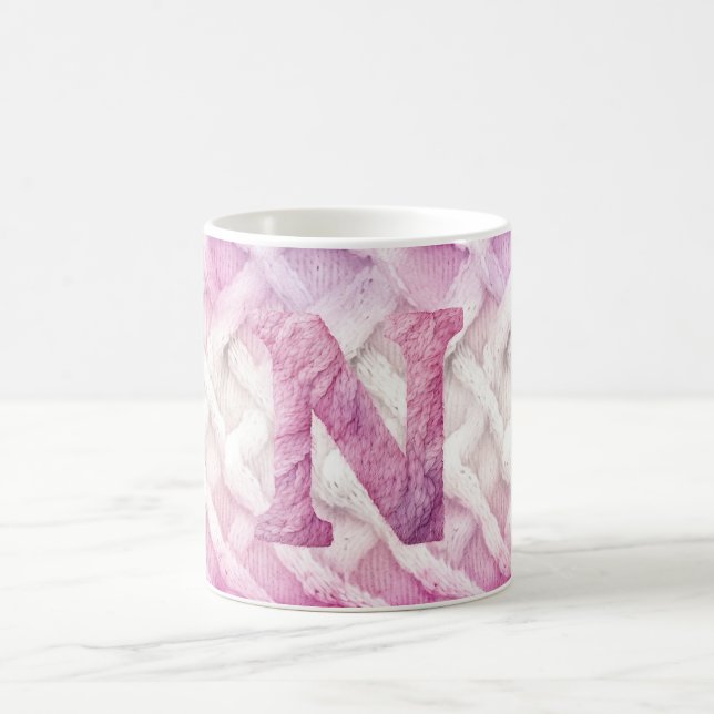 Warm Pink White Purple Letter N Coffee Mug (Center)