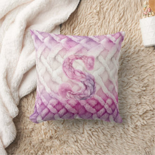 Warm Pink White Purple Letter S Cushion