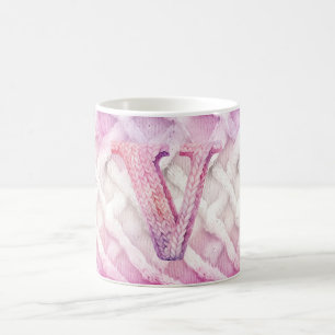 Warm Pink White Purple Letter U Coffee Mug