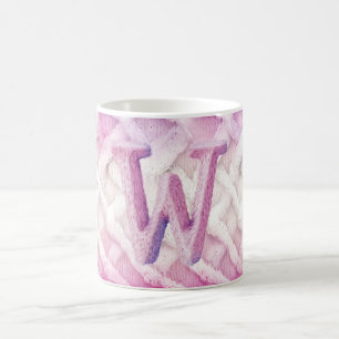 Warm Pink White Purple Letter W Coffee Mug