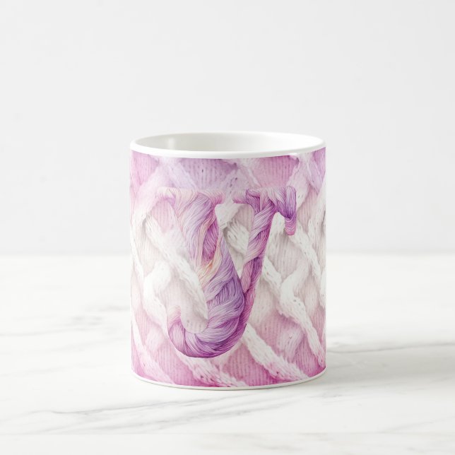 Warm Pink White Purple Letter Y Coffee Mug (Center)