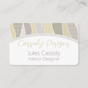 Warm Pink Yellow Curved Stripes Abstract Wave Arch Business Card