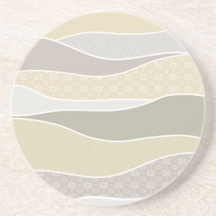 Warm Pink Yellow Green Curved Stripe Abstract Wave Coaster
