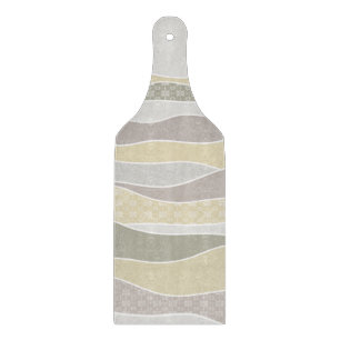Warm Pink Yellow Green Curved Stripe Abstract Wave Cutting Board