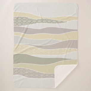 Warm Pink Yellow Green Curved Stripe Abstract Wave Sherpa Blanket