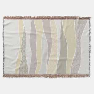 Warm Pink Yellow Green Curved Stripe Abstract Wave Throw Blanket