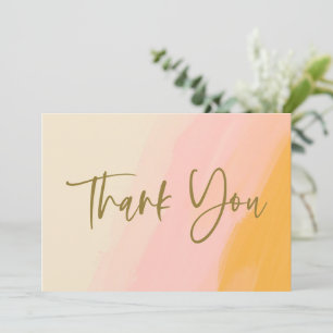 Warm Pink Yellow Pastel Modern Elegant Blank Thank You Card