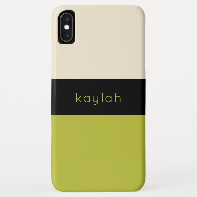 Warm Pistachio Green Colour Block with Name Case-Mate iPhone Case (Back)