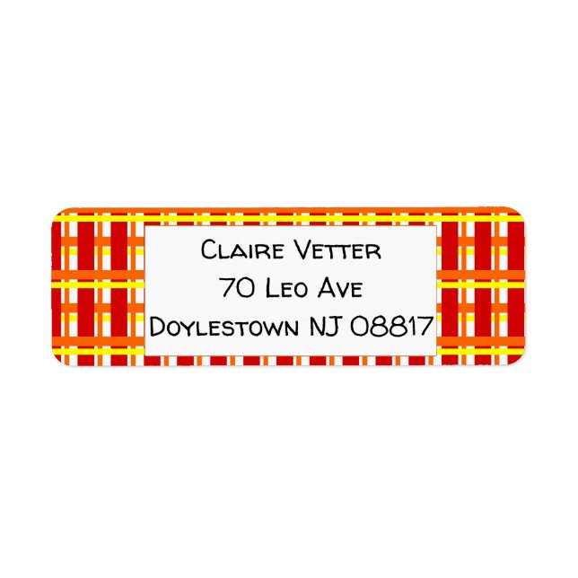 Warm Plaid Return Address Label (Front)
