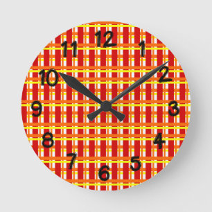 Warm Plaid Round Clock