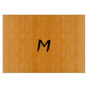 Warm Pumpkin Yellow Thanksgiving Monogrammed Glass Cutting Board