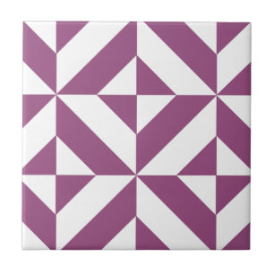 Warm Purple Geometric Deco Cube Ceramic Tile