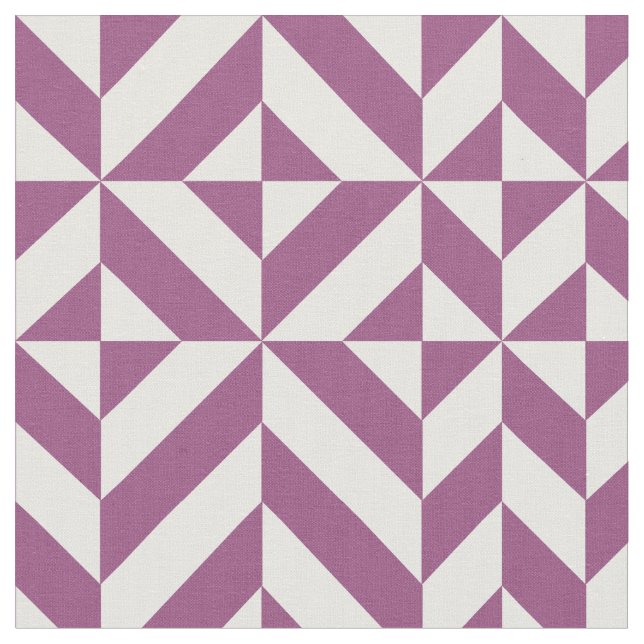 Warm Purple Geometric Deco Cube Fabric (Close Up)