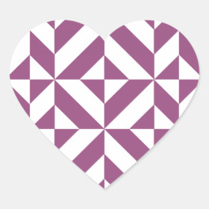 Warm Purple Geometric Deco Cube Heart Sticker