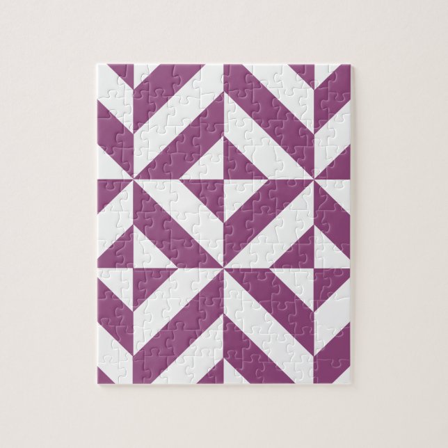 Warm Purple Geometric Deco Cube Jigsaw Puzzle (Vertical)