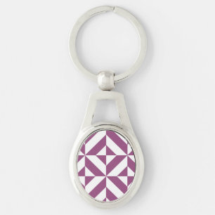 Warm Purple Geometric Deco Cube Key Ring