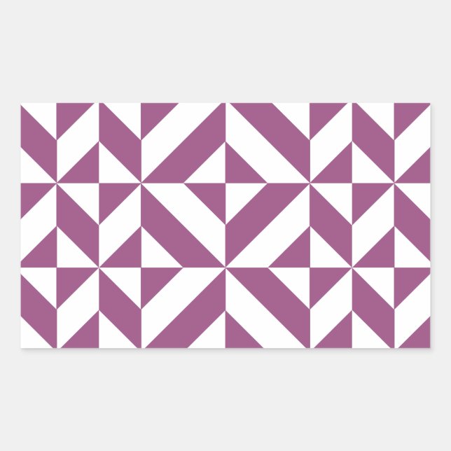 Warm Purple Geometric Deco Cube Rectangular Sticker (Front)