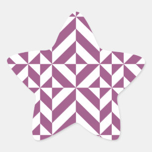 Warm Purple Geometric Deco Cube Star Sticker