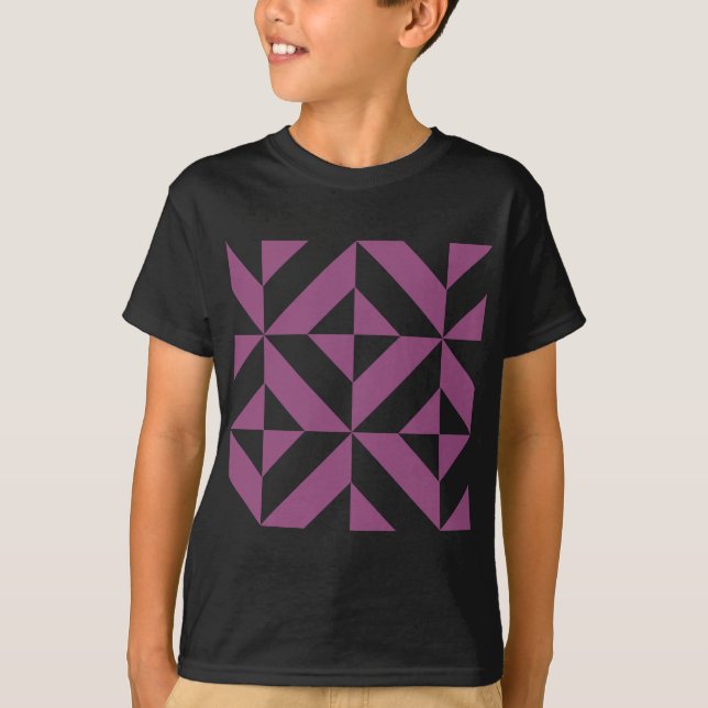 Warm Purple Geometric Deco Cube T-Shirt (Front)