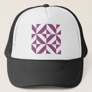Warm Purple Geometric Deco Cube Trucker Hat