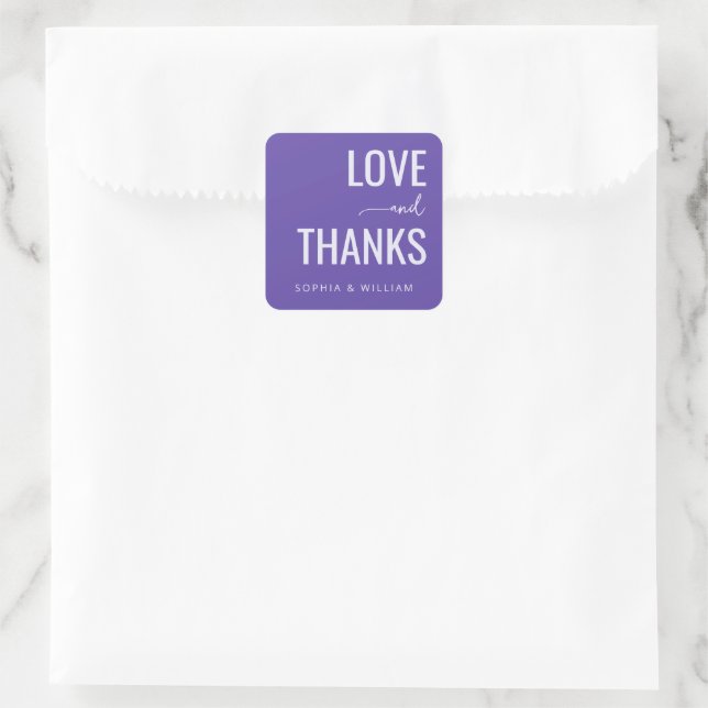 Warm Purple Typographic Gratitude Square Sticker (Bag)