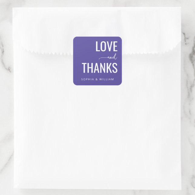 Warm Purple Typographic Greeting Square Sticker (Bag)