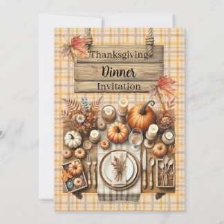 Warm Red and Orange Farmhouse Thanksgiving Invitation
