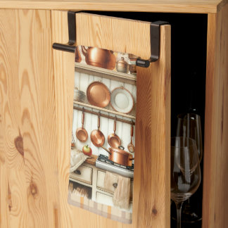 Warm Red and Orange Farmhouse Thanksgiving Tea Towel