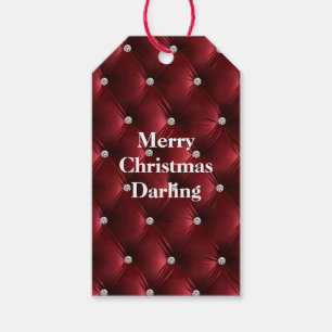 Warm Red Faux Velvet Gift Tags