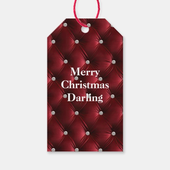 Warm Red Faux Velvet Gift Tags (Front)