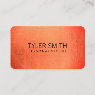 Warm Red Metallic Brushed (Faux) Business Card