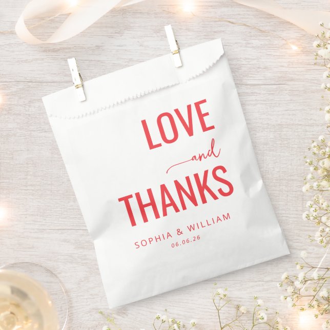 Warm Red Typographic Gratitude Favour Bag (Clipped)