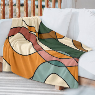 Warm Retro Abstract Cosy Home Decor Fleece Blanket