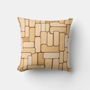 Warm Retro Blocks Throw Pillow