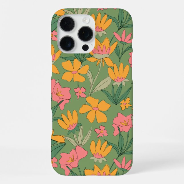 Warm Retro Floral Seamless Pattern iPhone Case (Back)