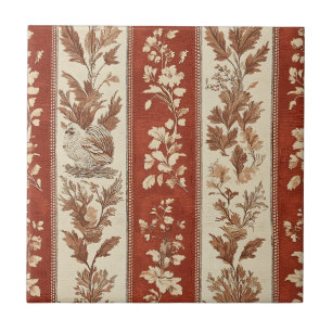 Warm Rust Hen Toile French Country Pattern Ceramic Tile