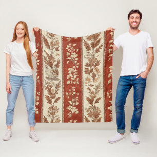 Warm Rust Hen Toile French Country Pattern Fleece Blanket
