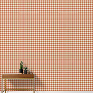 Warm Rustic Autumn Brown Cosy Chequerboard Pattern Wallpaper