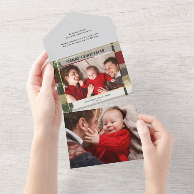 Warm Rustic Brushstrokes w/Gold Highlights Photo All In One Invitation (Tearaway)