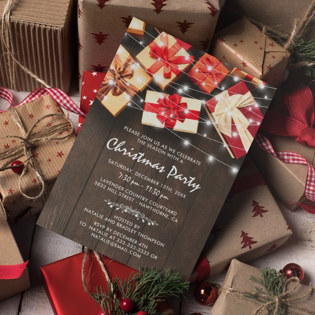 Warm Rustic Christmas Holiday Party Invitation (Creator Uploaded)