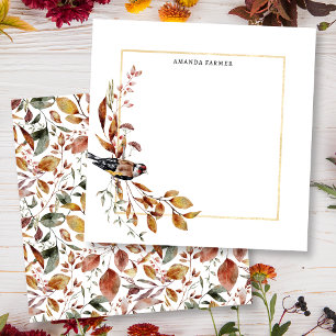 Warm Rustic Fall Leaves & Bird Card